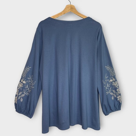 J Jill Floral Expressions V-Neck Button Up Embroidered Tunic Size XL - Picture 2 of 10